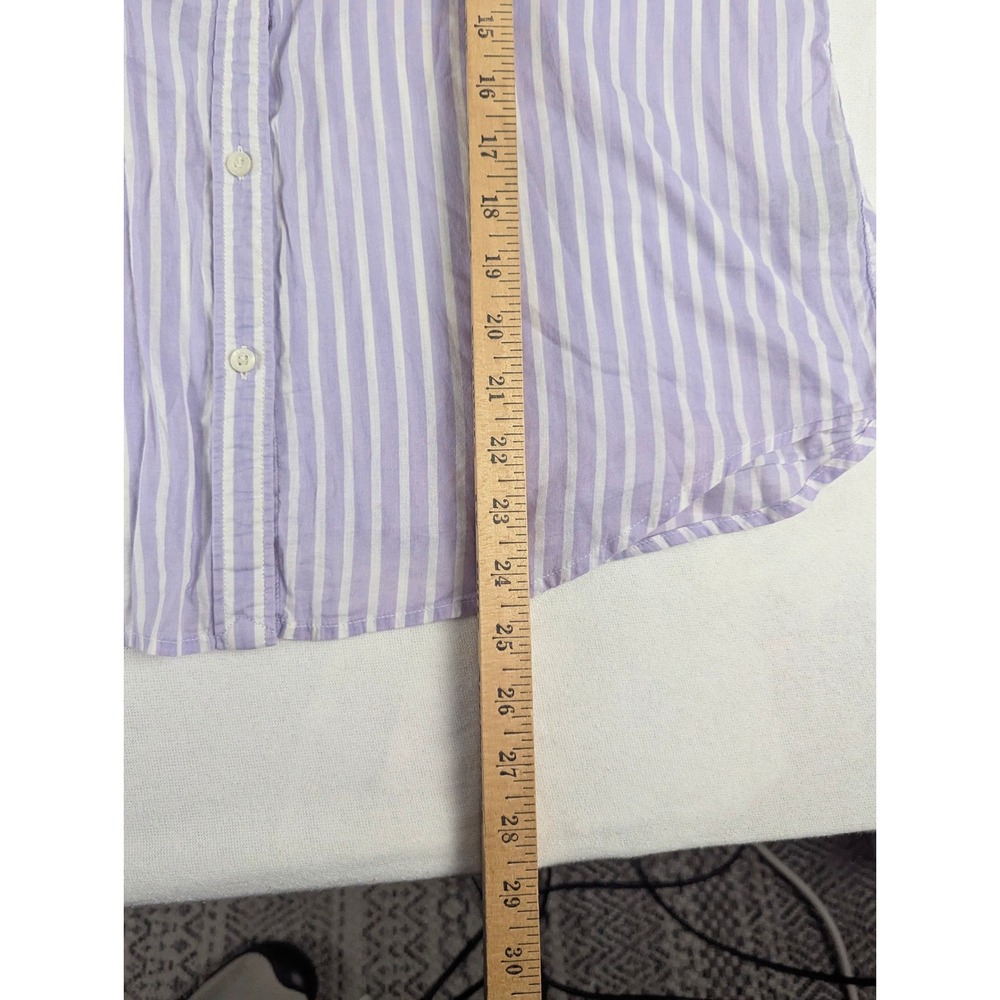 Lauren Ralph Lauren Womens Purple White Striped Cotton Button Down Shirt Large - Picture 8 of 11